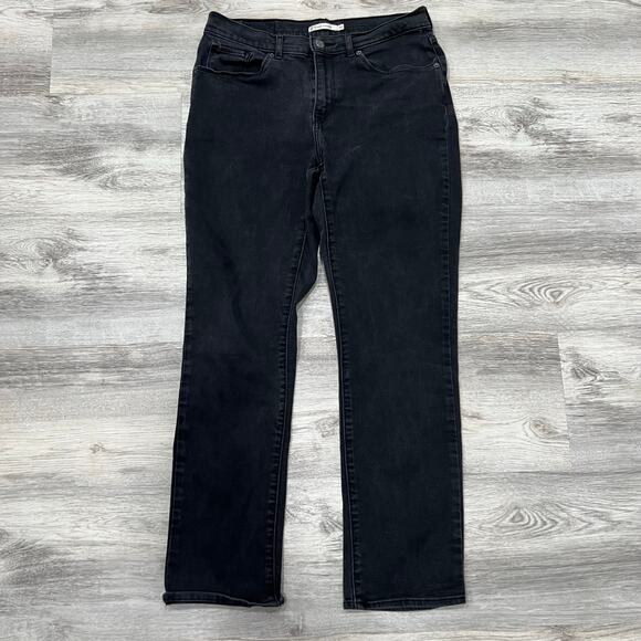 Levi's Women's‎ Straight Stretch Mid Rise Easy Fit Straight Leg Jeans Black - Picture 1 of 11